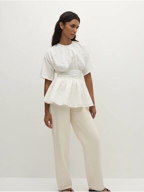 Faithfull the Brand Vilde Top Birgitta Anglaise White peplum blouse